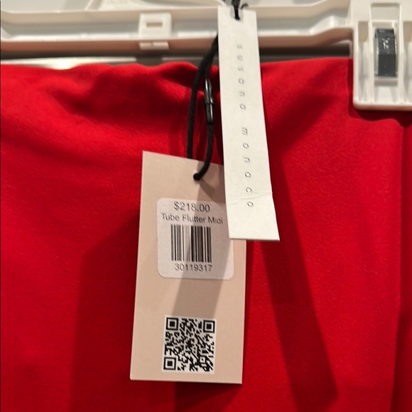 Red Pleated Ruffled Sheath Dress - Picture 2 of 2